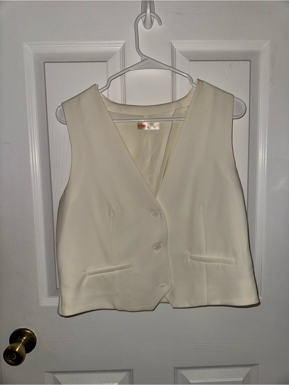Intempo Cream Button-Front Vest